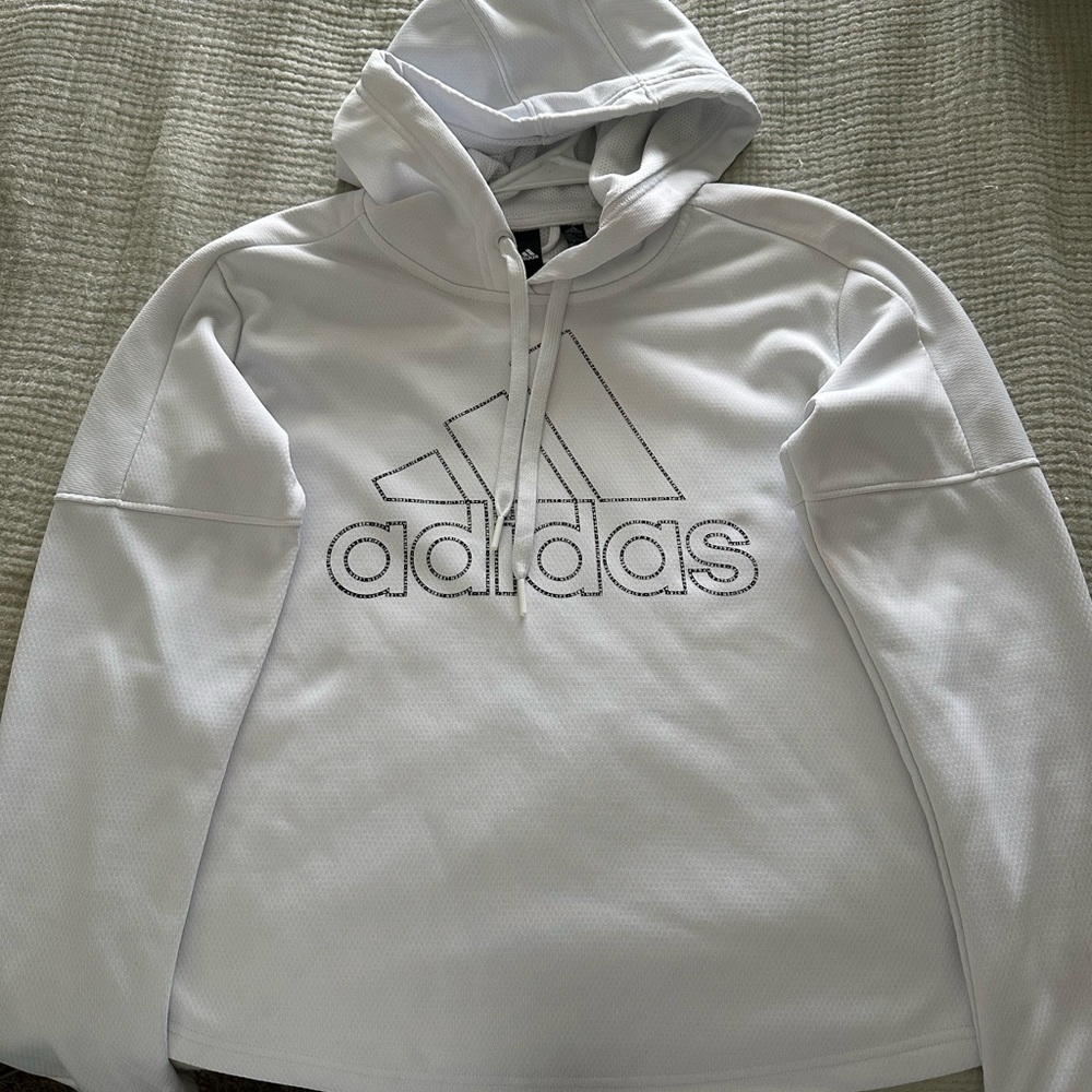 Adidas ClimaWarm Cropped Hooded Pullover Sweatshirt, Women's Small
